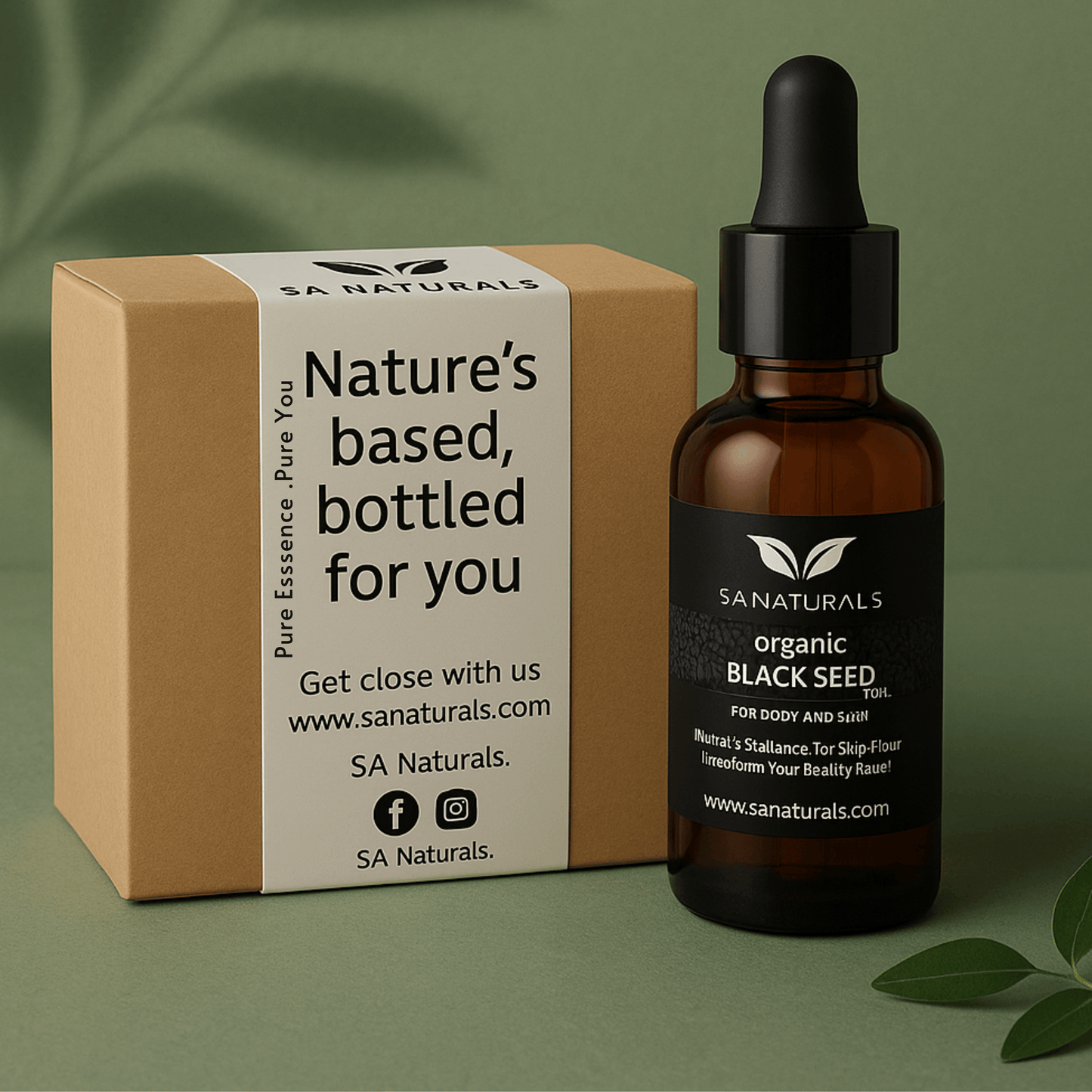 SA Naturals Black Seed Oil 30ML with dropper bottle and eco-friendly box packaging. Buy Black Seed Oil Benefits for skin, hair, and wellness support.